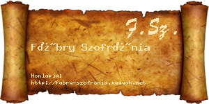 Fábry Szofrónia névjegykártya